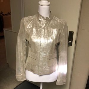 Bebe Light Gold/Silver Shimmer Leather Jacket